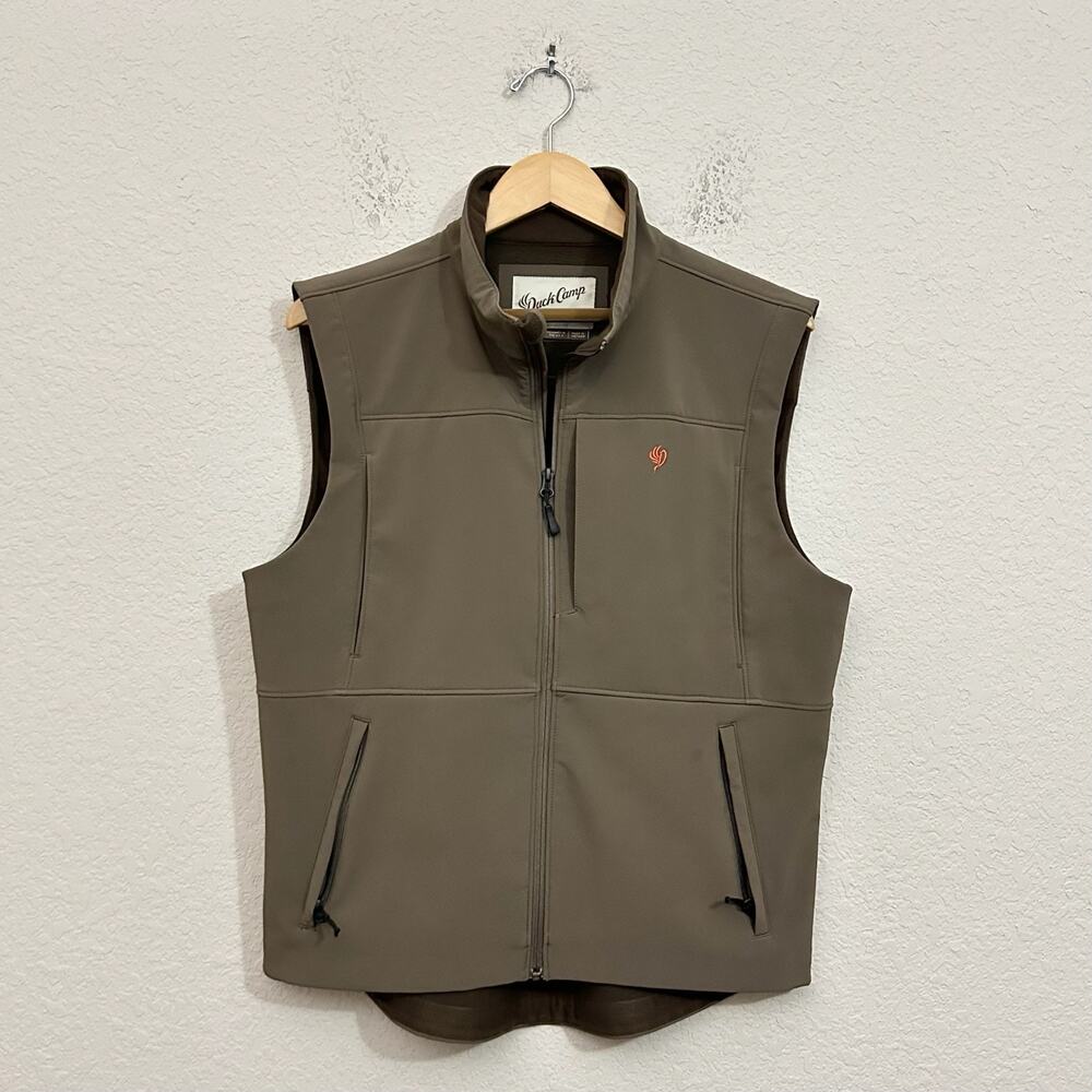 DUCK CAMP Contact Softshell Vest Mens Sz M Brown Fleece Hunting Fishing Outdoor